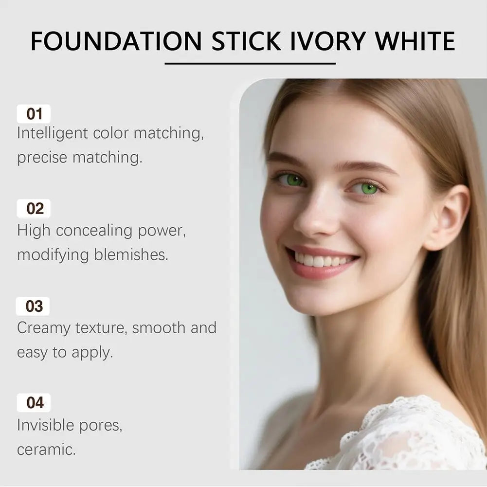 2 in 1 Color Changing Foundation Stick Smart Shade Adjusting Lightweight Creamy Formula Natural Matte Finish Buildable Coverage
