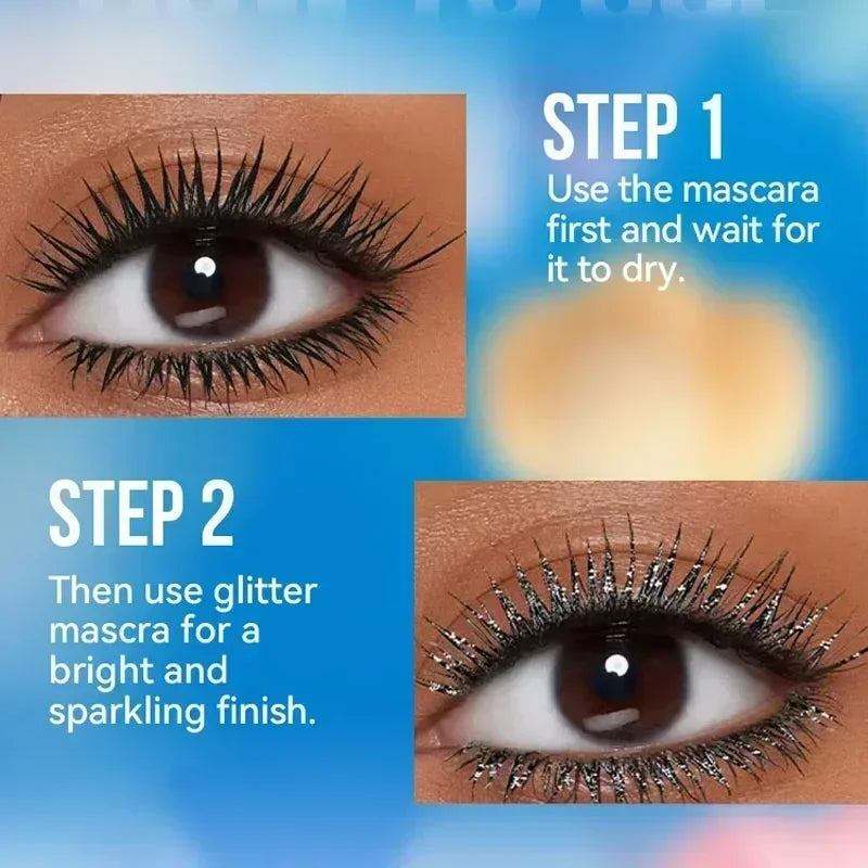Colorful Glitter Mascara, Waterproof Long Lasting Thickening Lengthening Anti-Smudge Mascara, Tint Rich Color Sparkly Mascara