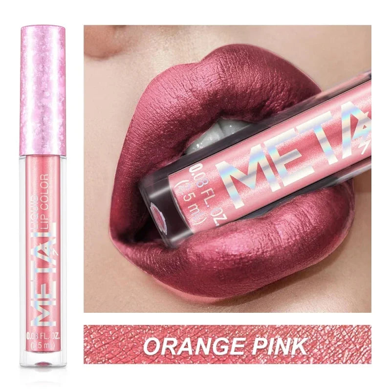 12 Colors Matte Metallic Lip Gloss Long Lasting Non-stick Cup Nude Matte Metallic Lip Color Lipstick Waterproof Lip Glaze Makeup
