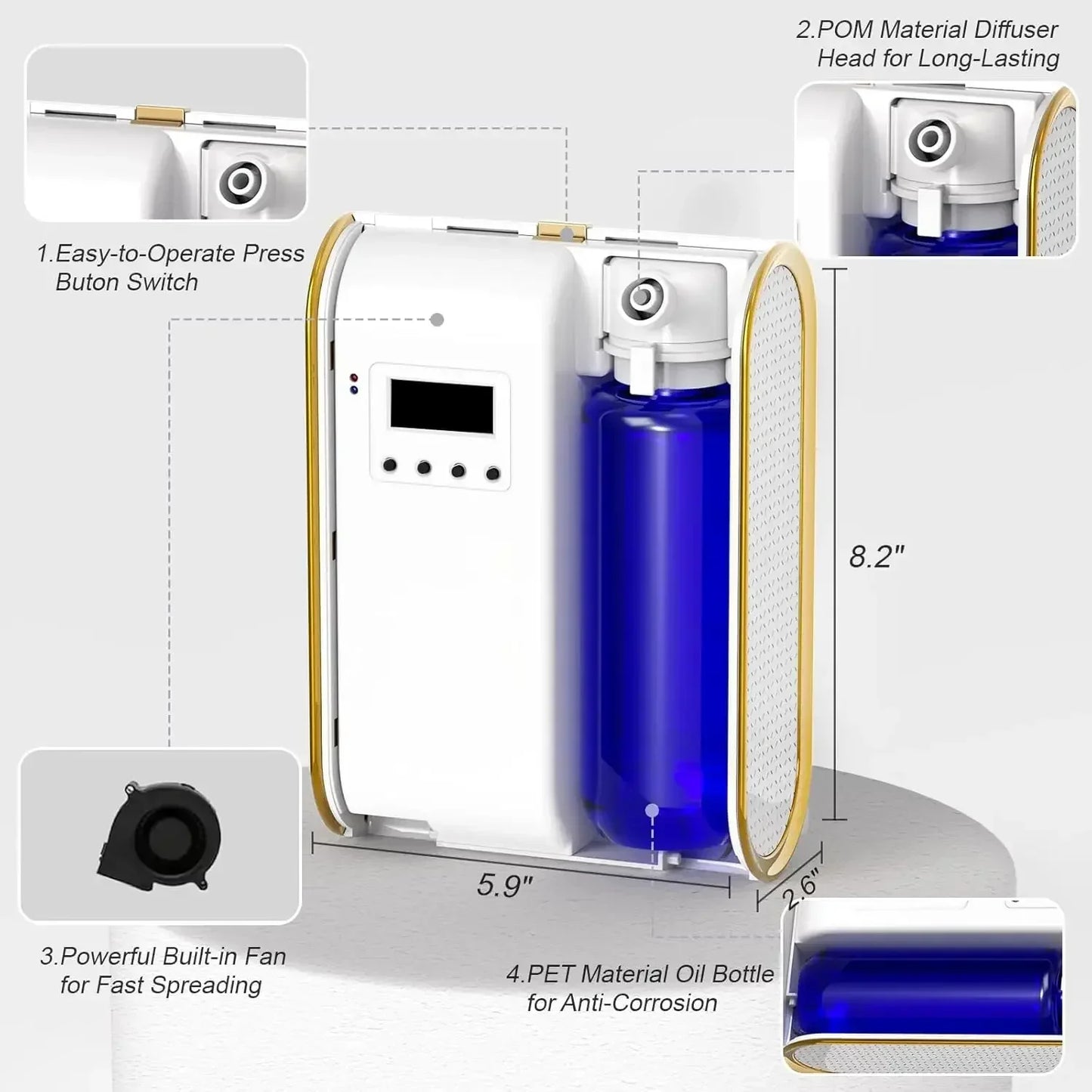 Bluetooth Waterless Fragrance Diffuser Smart Machine for Home Essential Oil Diffuser 1500 Sq Ft Coverage Scent Air Diffuser