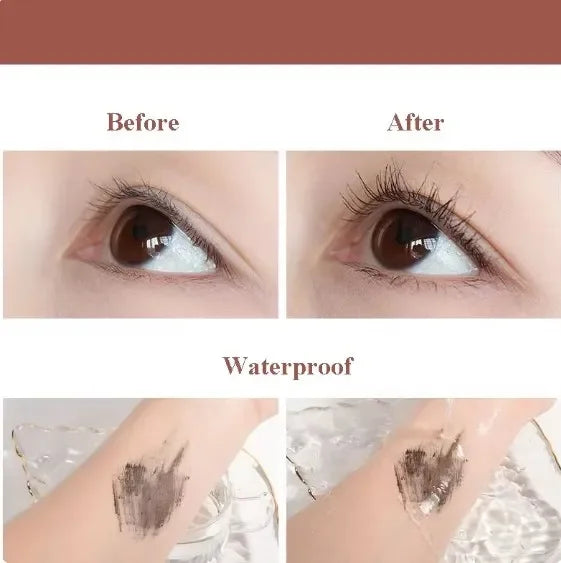 Black Brown Mascara Waterproof Natural Lashes Female Professional Makeup Full Size Korean Lengthens Eyelashes Extra Volume