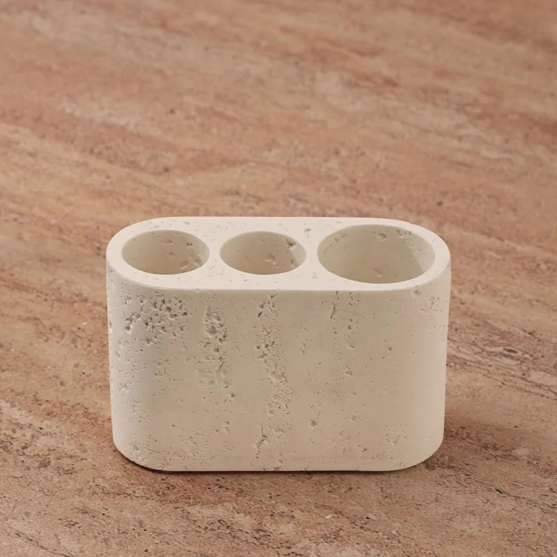 Ahunderjiaz-Natural Marble Bathroom Storage Set, Toothbrush Cup Tray, Mouthwash Kit, Home Decoration, Soap Dish, Press Bottle