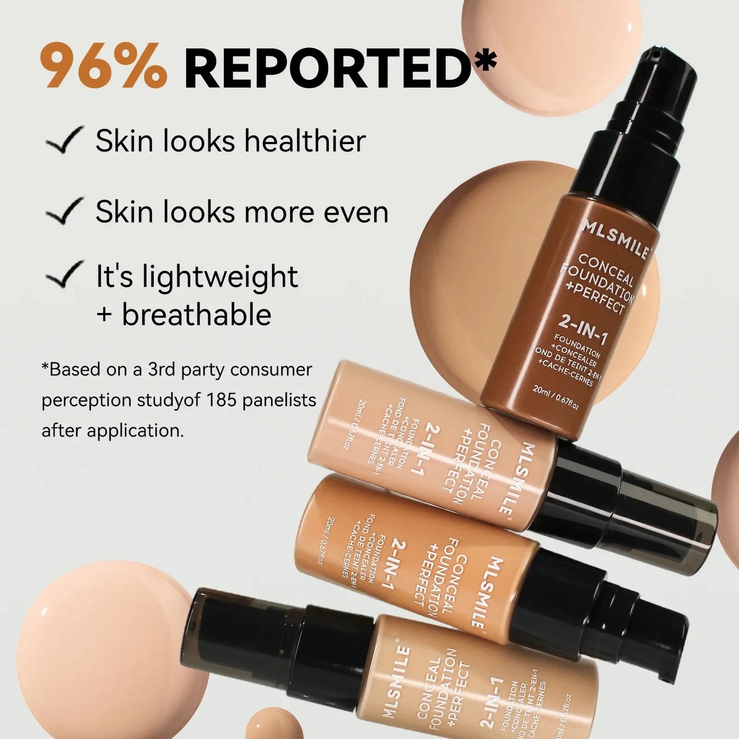 Long-lasting Foundation Oil Control Full Coverage Foundation Cream Transfer Proof and Concealing Liquid Matte Finish Daily Use