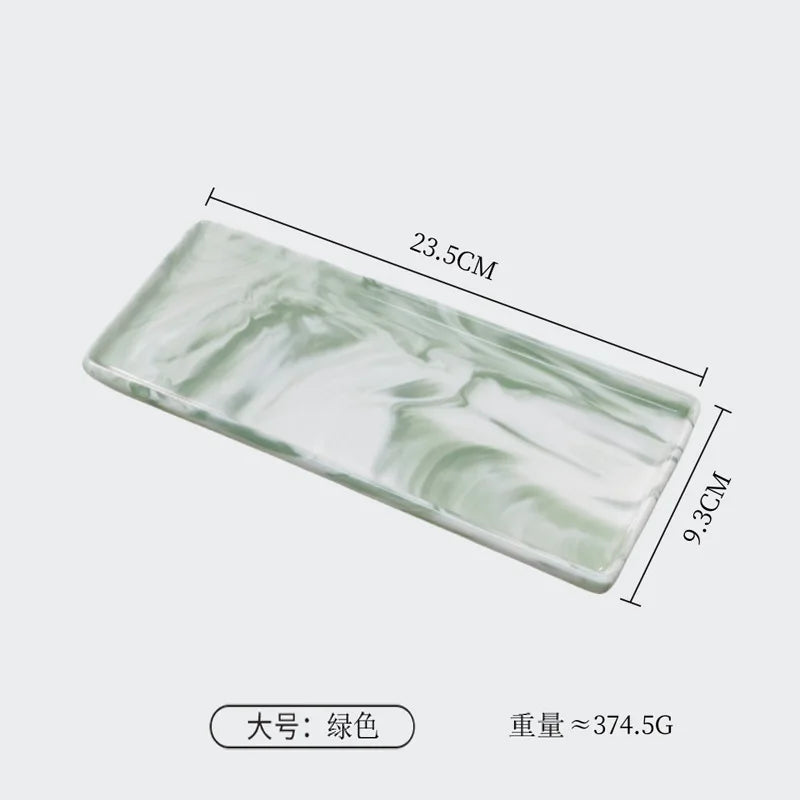 Rectangular Ceramic Tray Creative Marble Pattern Storage Plate Nordic Style Bathroom Storage Tray Jewelry Cosmetics Organizer