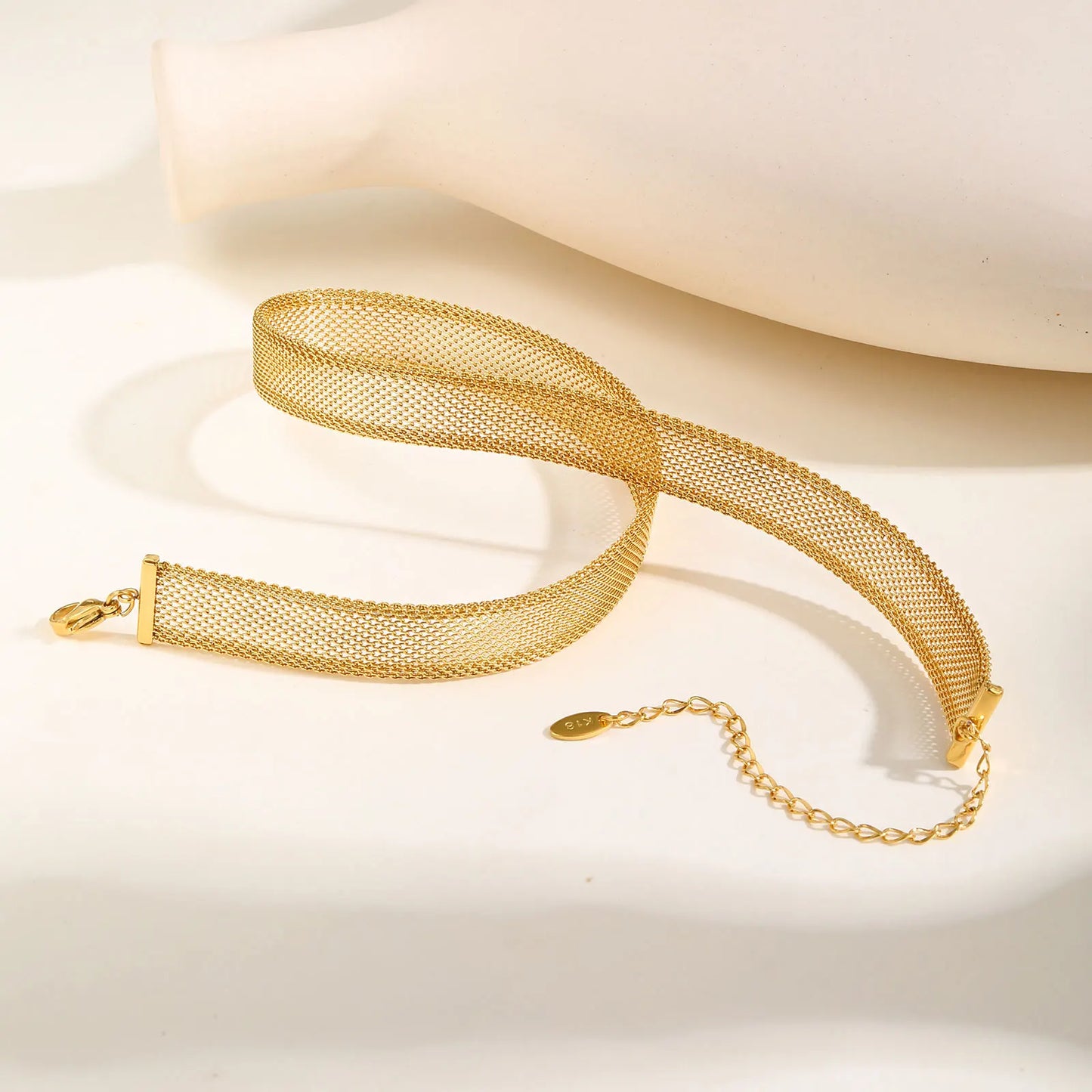 Gold Plated Hollow Mesh Choker Necklace for Women,Stainless Steel Waterproof Necklaces,Fashion Jewelry Gift