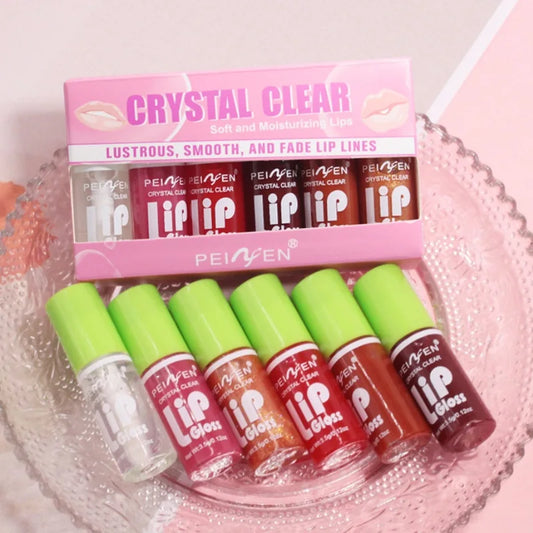 6Pcs Water Glow Jelly Moisturizing Lip Gloss Set Transparent Lip Glaze Oil Hydrating Lip Plumper Liquid Lipstick Lips Cosmetic