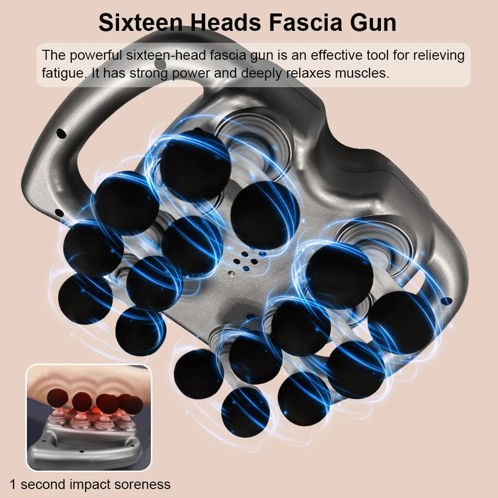 Fascia Gun Muscle Massage Gun Sixteen High Frequency Neck Shoulder Waist Massage Machine Professional Muscle Massage Gun