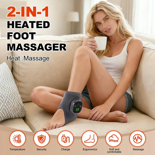 2026 Cordless Ankle Massager With Heat Ankle Foot Heating Pad Heated Brace Wrap Warmer Wrist Tenosynovitis Vibration Relaxation