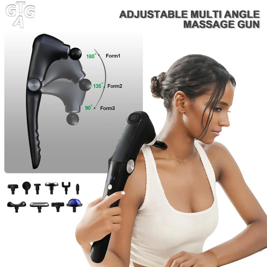 Fascia Massage Gun Shoulder Massager Electric Muscle Massage Machine High Frequency Back Waist Body Massage with Extended Handle
