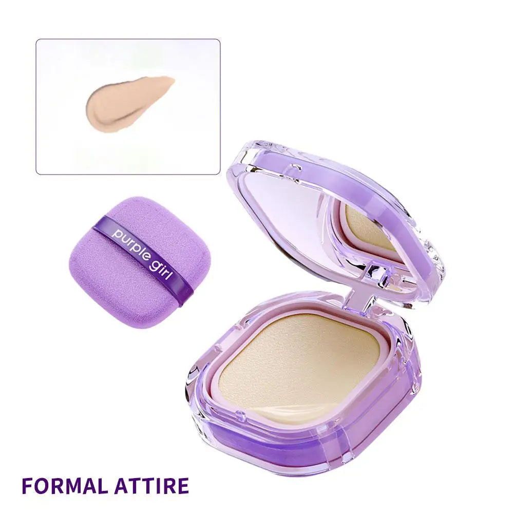 Purple Girl Liquid Liquid Foundation With Air Cushion, Face Lock Makeup CC Cream, Lasting Waterproof Foundation For All Skin