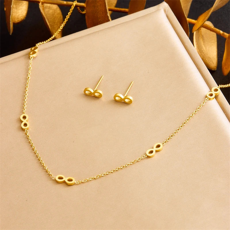 DIEYURO 316L Stainless Steel Pearl Butterfly Flower Golden Necklace Earrings For Womens 2024 New Party Gift Fashion Jewelry Set