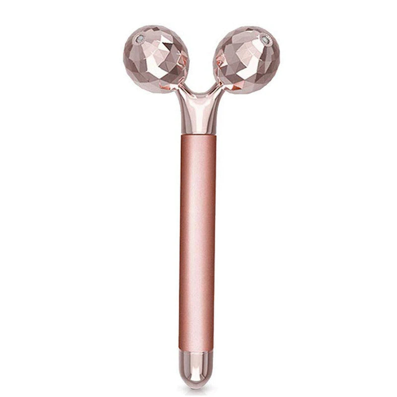 24K Gold Beauty Bar Face Massager Electric Vibrating Rose Quartz 3D Roller Face Lifting Body Facial 3D Gua Sha Jade Roller
