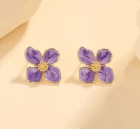 Hypoallergenic Stylish Vintage Flower Stud Earrings Premium Vintage Gold Plated Stainless Steel For Women Party сережки женск