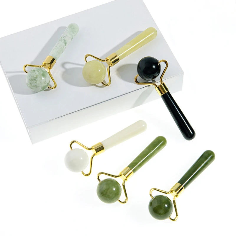 1pc Natural Jade Massager Round Ball Roller Manual Facial Gua Sha Skin Care Eye Beauty Lifting Wrinkle Remover Massage Scraper