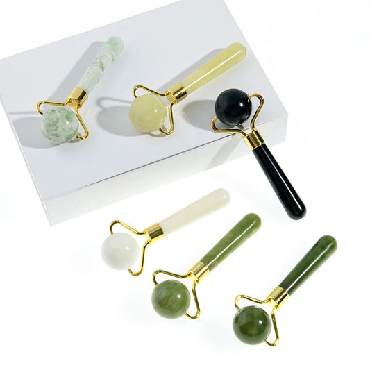 1pc Natural Jade Massager Round Ball Roller Manual Facial Gua Sha Skin Care Eye Beauty Lifting Wrinkle Remover Massage Scraper