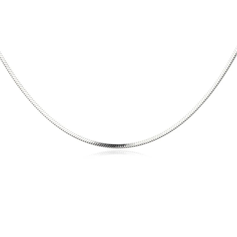Hip Hop Men Stainless Steel Chain Necklace Simple Silver Color Square Snake Bone Chain Necklace Fashion Jewelry Accessories