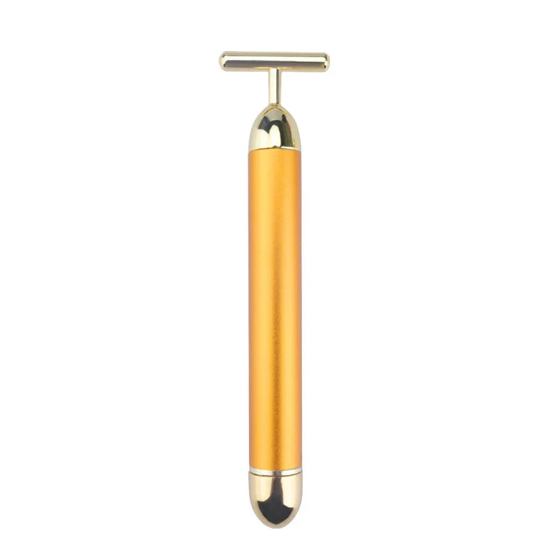 24K Gold Beauty Bar Face Massager Electric Vibrating Rose Quartz 3D Roller Face Lifting Body Facial 3D Gua Sha Jade Roller
