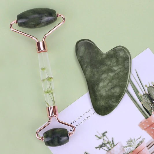 Gua Sha&Jade Roller Set Natural Jade Massager Face Neck Body Care Beauty Skin Care Tools Facial Slim Lift Scraping Relax Tools