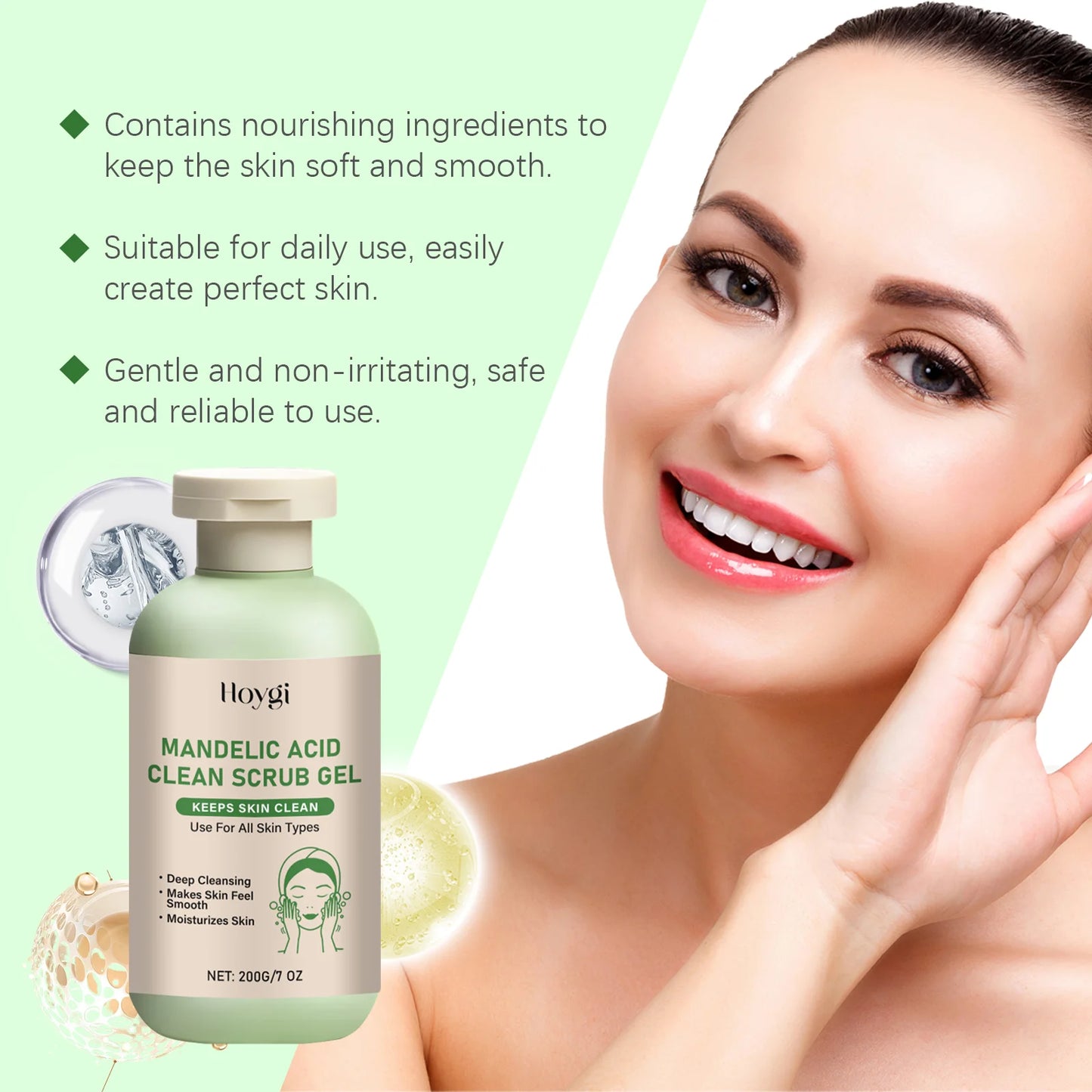 Mandelic Acid Body Scrub Gel Gentle Cleansing Pores Exfoliating Dead Skin Remover Smoothing Reduce Dryness Deep Cleansing Scrub