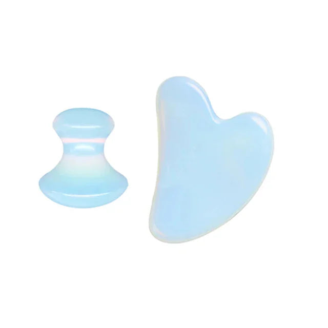 Opalite Jade Massage Roller Gua Sha Set Opal Quartz Crystal Facial Skin Lifting Anti Wrinkle Gouache Scraper Jade Massager
