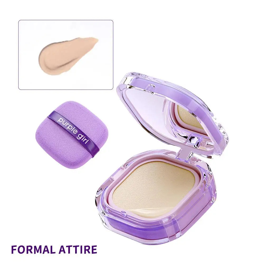 Purple Girl Liquid Liquid Foundation With Air Cushion, Face Lock Makeup CC Cream, Lasting Waterproof Foundation For All Skin