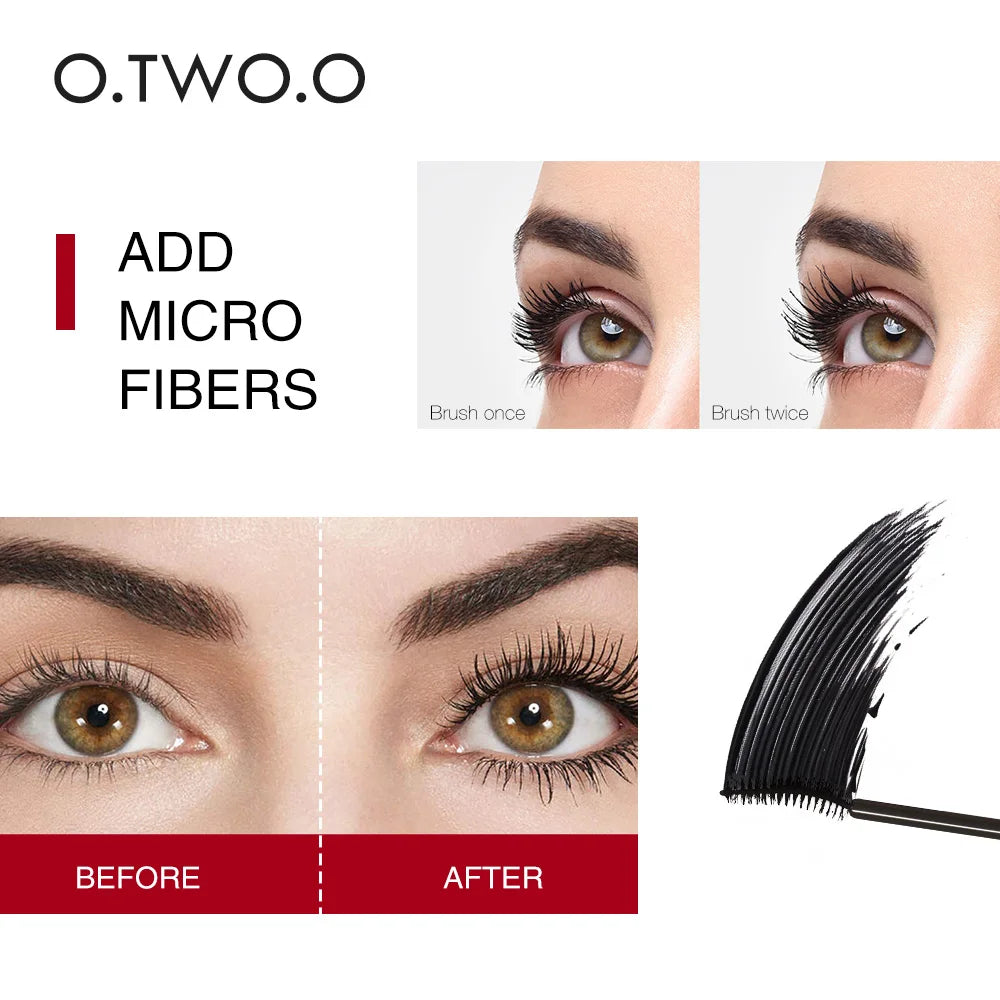 O.TWO.O Black Mascara 3D Silk Fiber Waterproof Long-lasting Extension Volume Lengthen Curling Oversize Volume Mascara Eye Makeup