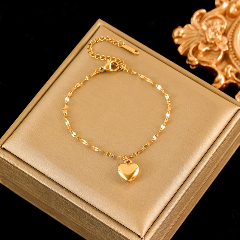 EILIECK New Fashion Stainless Steel Metal Bead Ball Necklace Bracelet Earrings For Women Trendy Waterproof Jewelry Set Gift