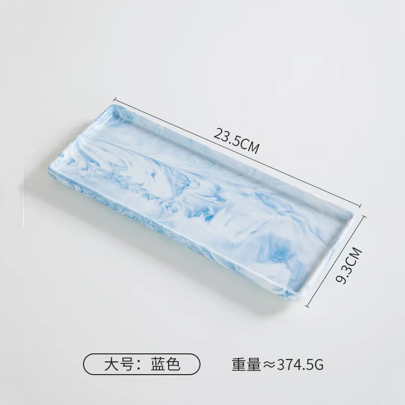 Rectangular Ceramic Tray Creative Marble Pattern Storage Plate Nordic Style Bathroom Storage Tray Jewelry Cosmetics Organizer
