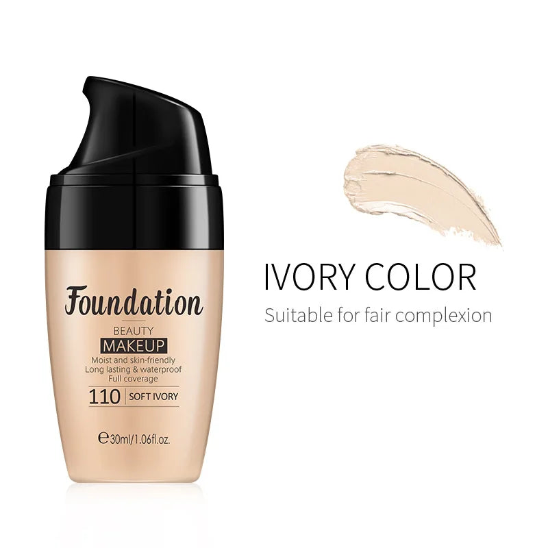 LAIKOU 30ml Liquid Foundation Waterproof Makeup High Coverage Concealer Long-lasting Cover Dark Circle Brighten Matte BB Cream