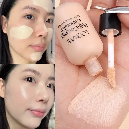 Full Coverage Acne Dark Circles Concealer Cream Waterproof Matte Oil Control Lasting Liquid Foundation Facial Makeup Cosmetics
