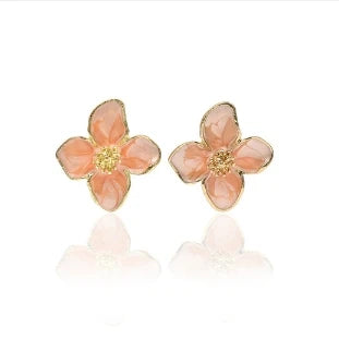 Hypoallergenic Stylish Vintage Flower Stud Earrings Premium Vintage Gold Plated Stainless Steel For Women Party сережки женск