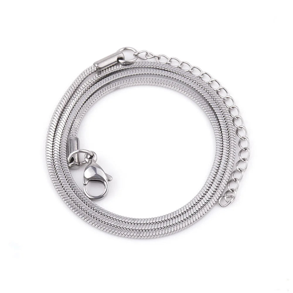 Hip Hop Men Stainless Steel Chain Necklace Simple Silver Color Square Snake Bone Chain Necklace Fashion Jewelry Accessories