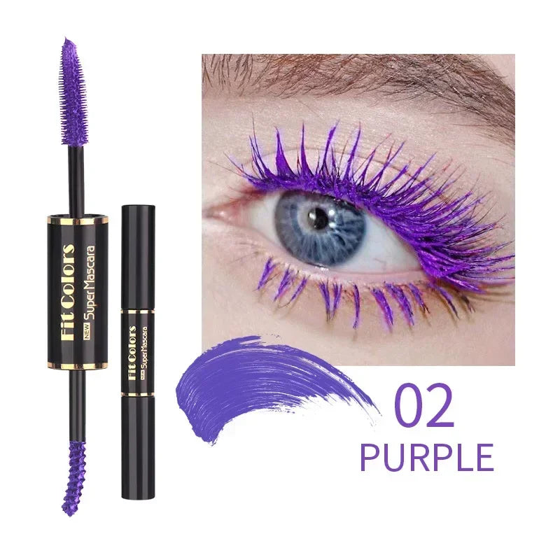 Double Head Colorful Mascara Waterproof Eyelashes Extension Thick Curling Quick Dry Long-lasting Blue Purple White Mascara