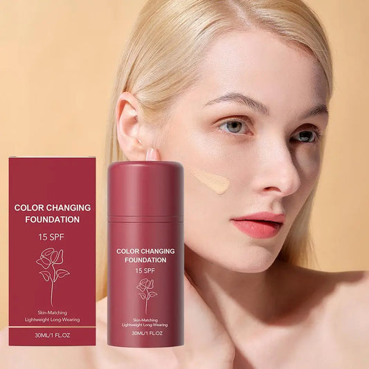 30ml ZEPHOCO Temperature Changing Foundation Portable Lightweight Base Makeup Long Lasting Hydrating Sheer Natural Daily Use