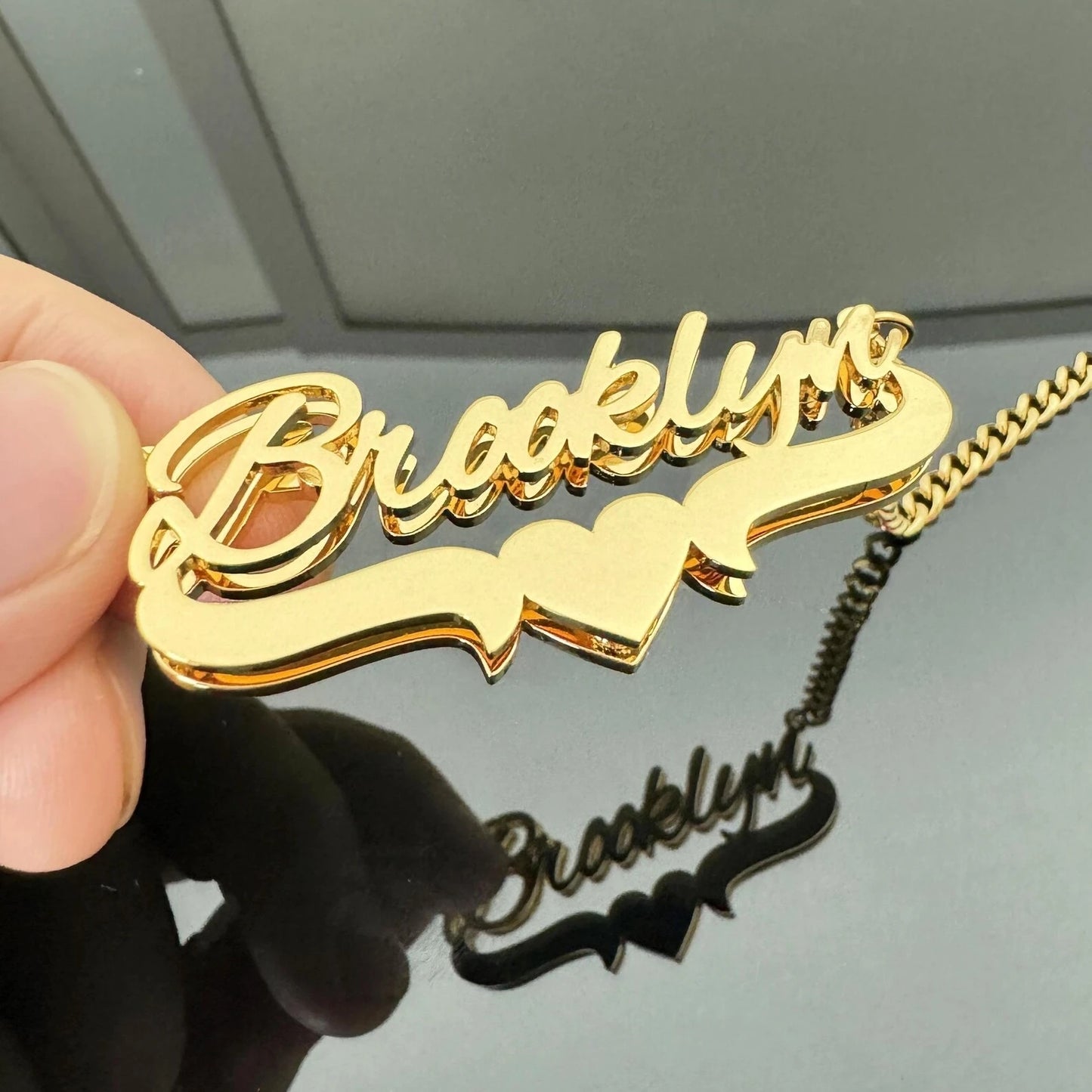 Personalized Double Name Frosted Necklace Custom Bling Name Necklace Gold Stainless Steel Jewelry For Girlfriend Mather Gift