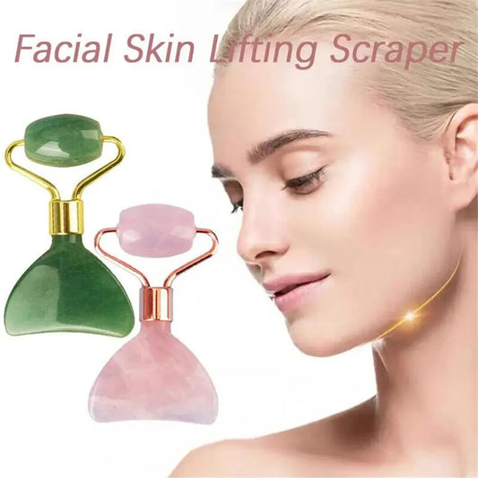 2 in 1 Portable Jade Face Body Scraping Scraper Massage Roller Tool