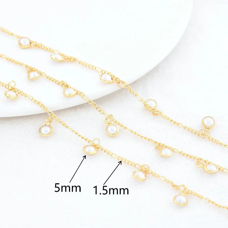 14K Gold Color Plated Brass Round Star Link Chains Necklace Chains High Quality Jewelry Accessories