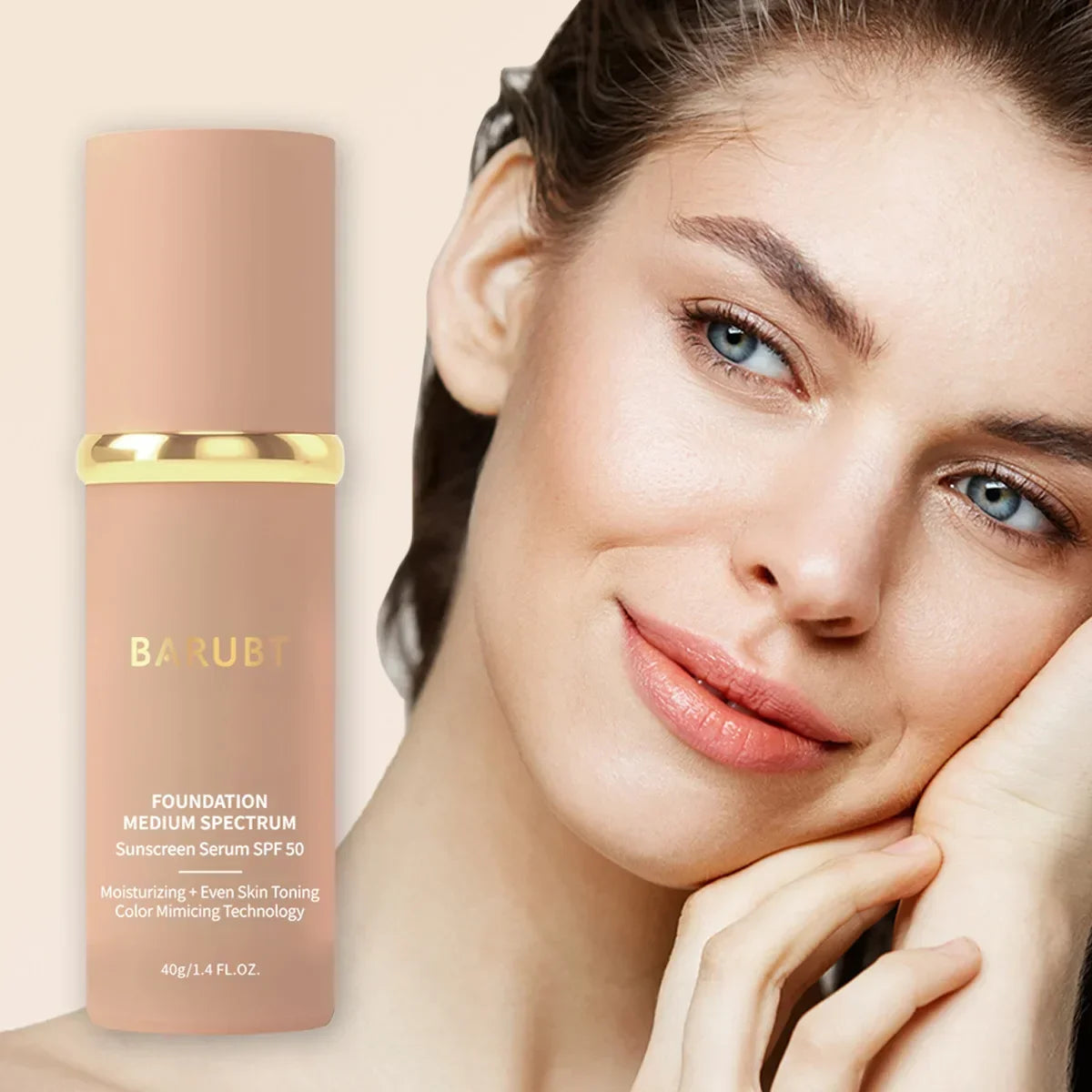 Biomimic Foundation 4 In 1 Spectrums FOUNDATION MEDIUM SPECTRUM Sunscreen Serum  With SPF50+ Longwearing Waterproof