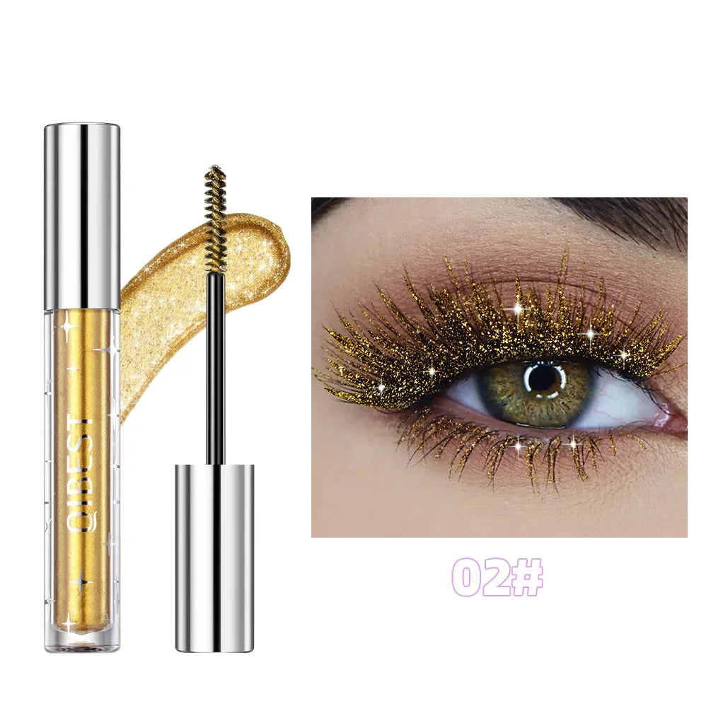 Colorful Glitter Mascara, Waterproof Long Lasting Thickening Lengthening Anti-Smudge Mascara, Tint Rich Color Sparkly Mascara