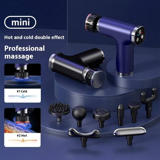 New Electric Massage Gun With Heat Cold 9 Gears Multifunctional Fascia Gun Home Portable Gym Use Small Quiet Handheld Massager