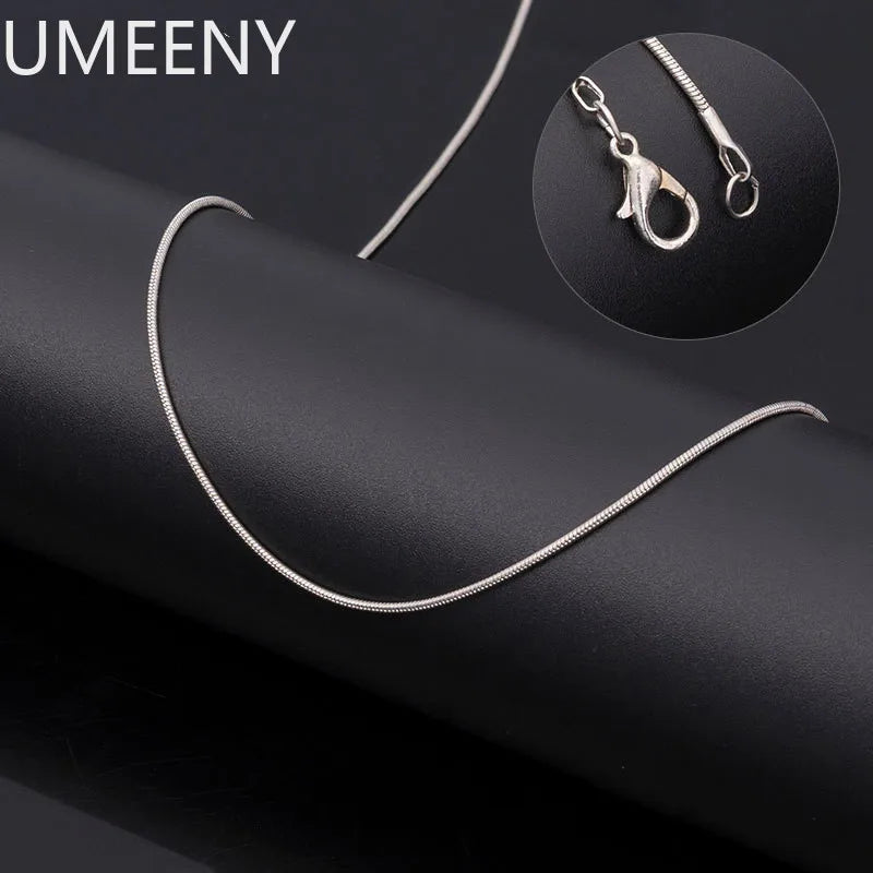 925 Sterling Silver 16-30 Inches Gold Color Snake Chain Necklace For Women Fashion Clavicle Chain Necklace Men Party Jewelry