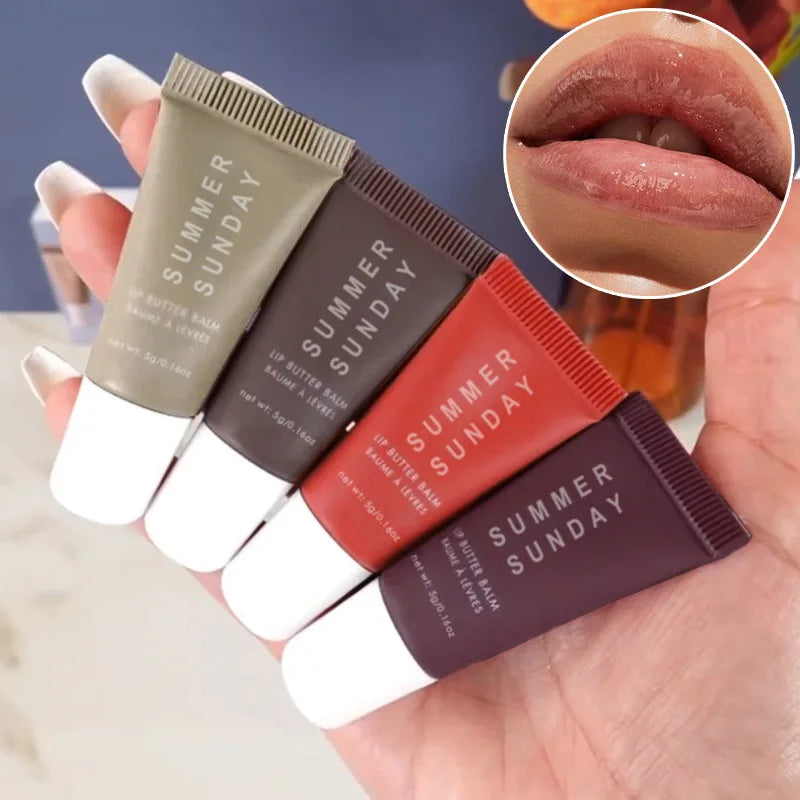 Summer Lip Glaze 4pcs Buttery Moisturizing Long-lasting Moisturizing Shows Good Complexion Easy To Color Tinted Lip Balm Set Box