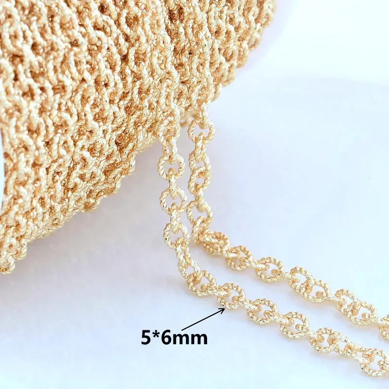 14K Gold Color Plated Brass Round Star Link Chains Necklace Chains High Quality Jewelry Accessories