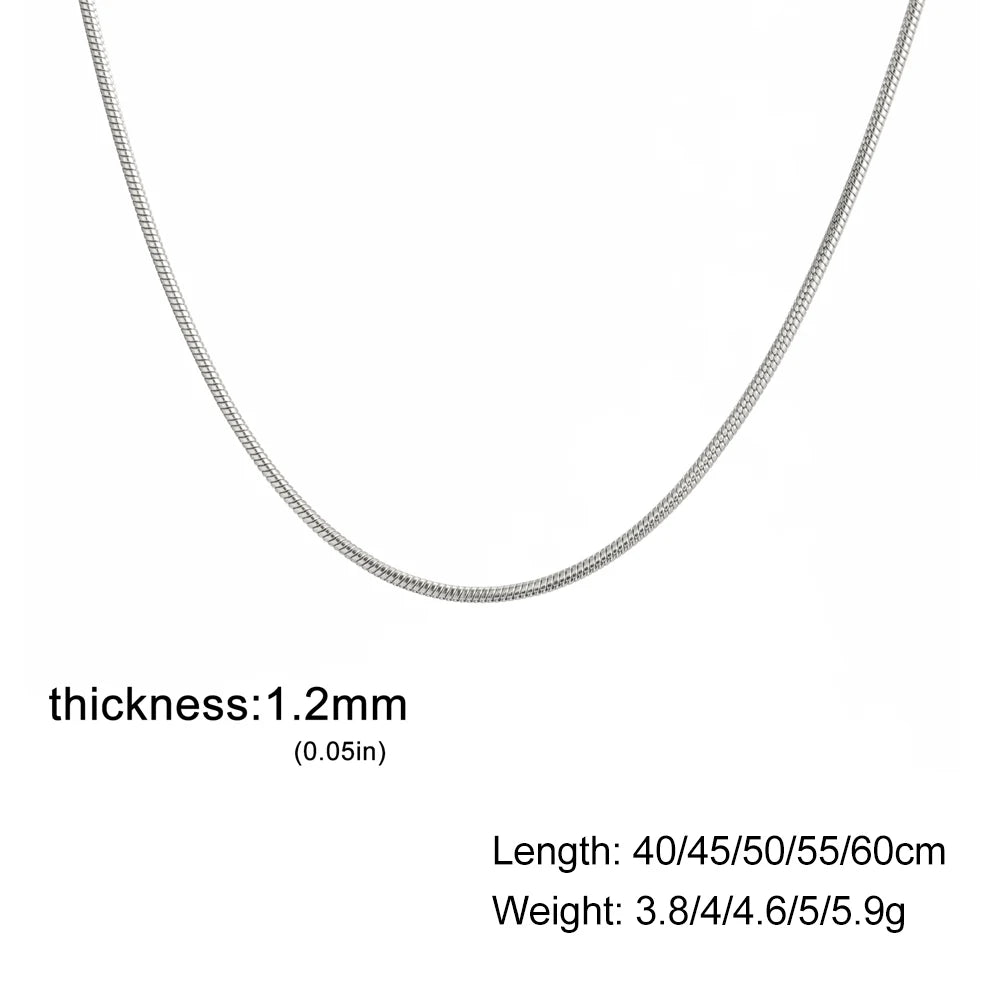Skyrim Round Snake Chains Stainless Steel Necklace Men Women 40/45/50/55/60cm Length Unisex Hip Hop Punk Jewelry Gifts Wholesale