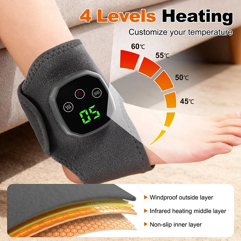 2026 Cordless Ankle Massager With Heat Ankle Foot Heating Pad Heated Brace Wrap Warmer Wrist Tenosynovitis Vibration Relaxation