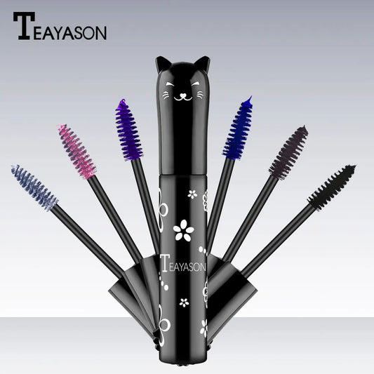 TEAYASON 6 Color Mascara Waterproof Moisturize Lasting Thick Curly Slender Eyelash New Fashion Blue Black Mascara Cosmetics 10ml