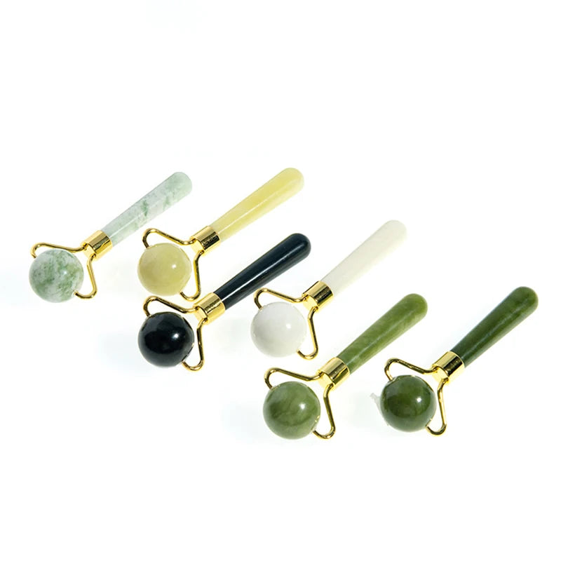 1pc Natural Jade Massager Round Ball Roller Manual Facial Gua Sha Skin Care Eye Beauty Lifting Wrinkle Remover Massage Scraper
