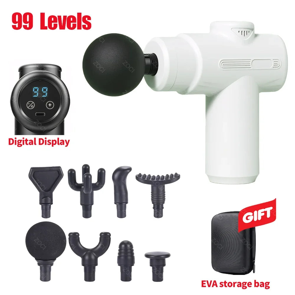 Mini 99 Levels Fascia Gun Handheld Portable Massage Gun Vibration Digital Display Muscle Massager Deep Tissue Massager for Body