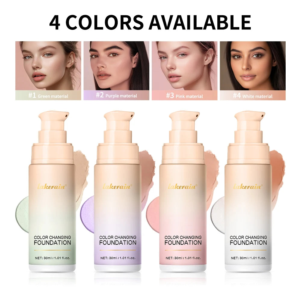 Natural Color Changing Liquid Foundation Centella Korean Lightweight High Coverage Foundation Long-lasting  Natural Base Makeup