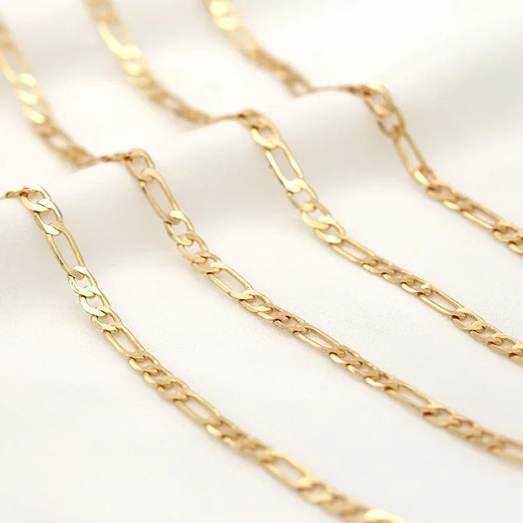 14K Gold Color Plated Brass Round Star Link Chains Necklace Chains High Quality Jewelry Accessories
